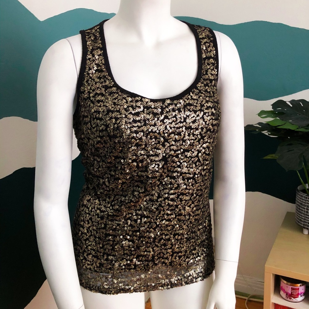 FOREVER21+ gold sequin top